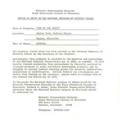 Notice of Entry letter-End of the Trail