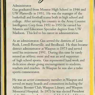 Waupun Athletic Hall Of Fame.