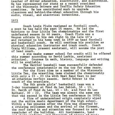 Page from book of History of Waupun Area Schools
