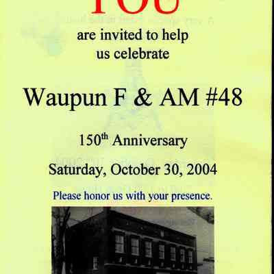 Invitation, Masonic Lodge No 48, F & A M, Sesquicentennial, 150th Anniversary, 2004