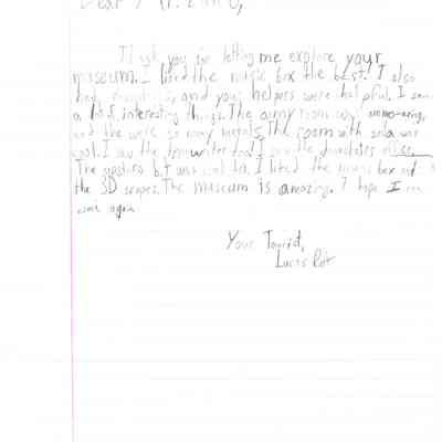 Thank you letter from Lucas Root