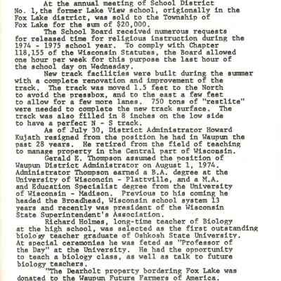 Page from book of History of Waupun Area Schools