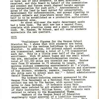 Page from book of History of Waupun Area Schools