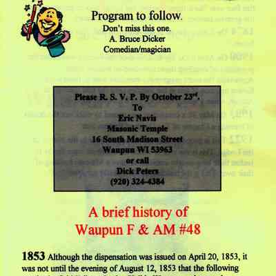 Invitation to Masonic Lodge 15
