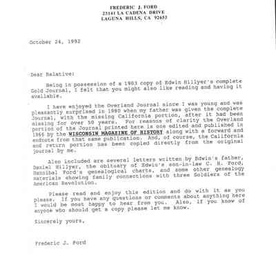 Introduction of journal by Frederic J. Ford