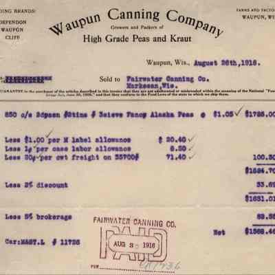 Sales Slip, Waupun Canning Company