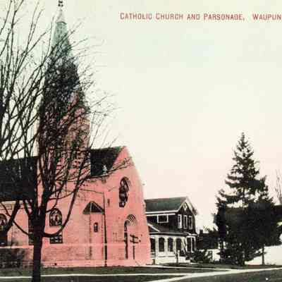Postcard, Church, St. Joseph Catholic, Parsonage, #6327