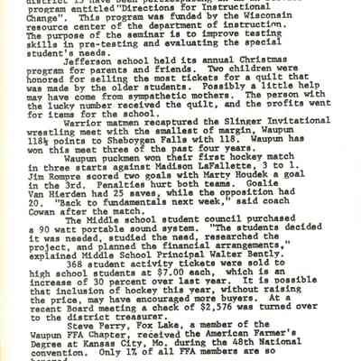 Page from book of History of Waupun Area Schools