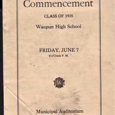 Commencement- Waupun High School -class of 1935: Origformat: Other