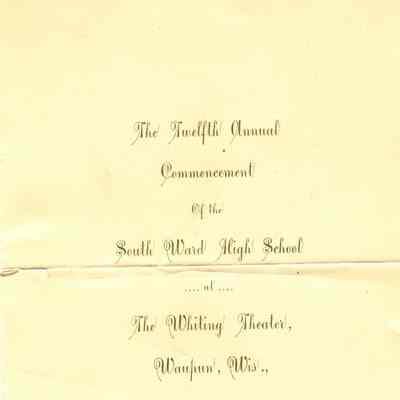 Program, Commencement, South Ward High School, 1895