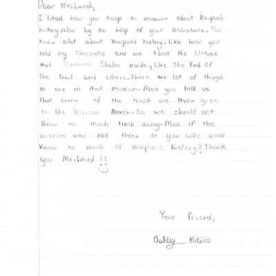 Thank you letter from Ashley Patino