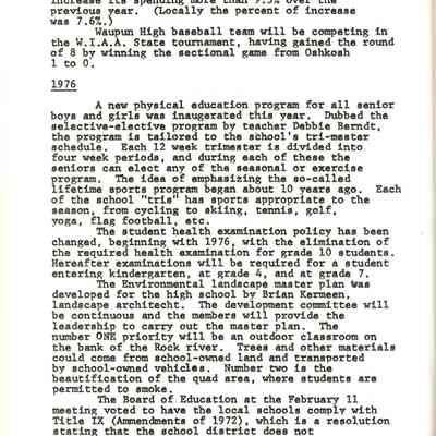 Page from book of History of Waupun Area Schools