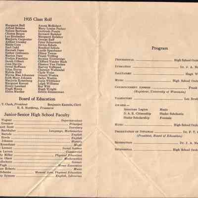 Commencement-Waupun High School-class of 1935: Origformat: Other