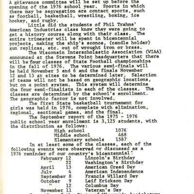 Page from book of History of Waupun Area Schools