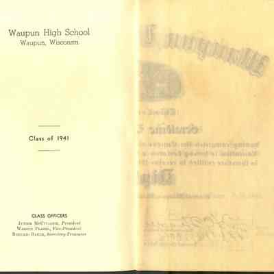 Page from 1941 Waupun HS Diploma