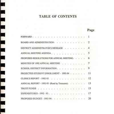 Table content of the annual meeting