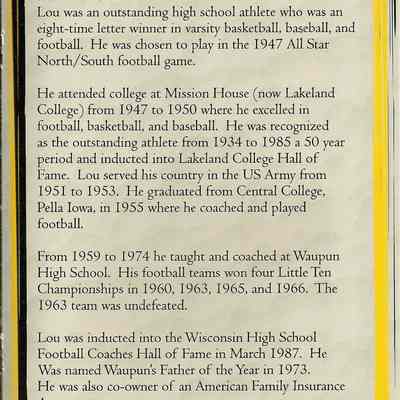 Waupun Athletic Hall Of Fame.
