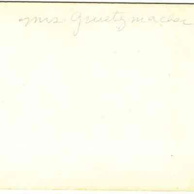 Back of photo of Mrs. Gruetzmacher