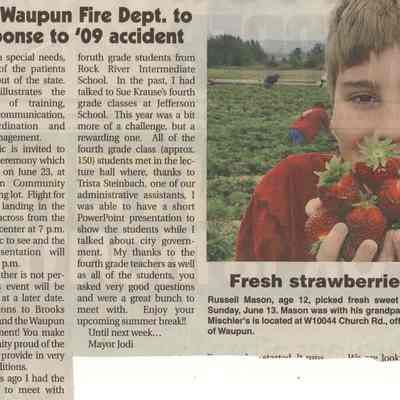 Ambulance and Fire Dept. Honored/Fresh Strawberries
