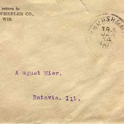 Althouse Wheeler Co. Letter, sent January 14, 1913.