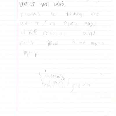 Thank you letter from Ethan S.