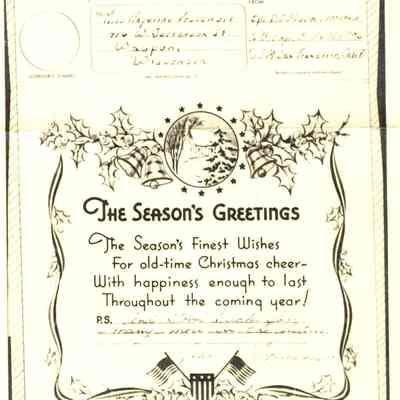 Greeting Card, WWII, Christmas, V-Mail