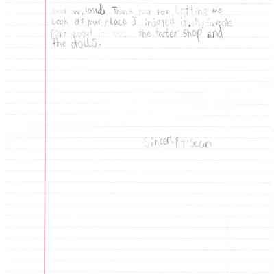 Thank you letter from J. Sean