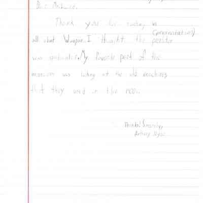 Thank you letter from Anthony Nighbor