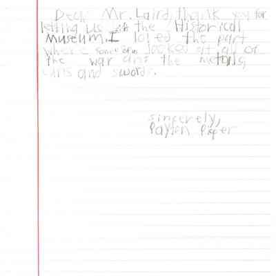 Thank you letter from Payton Pieper