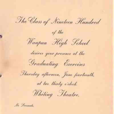 Waupun High School Class of (1900): Origformat: Other