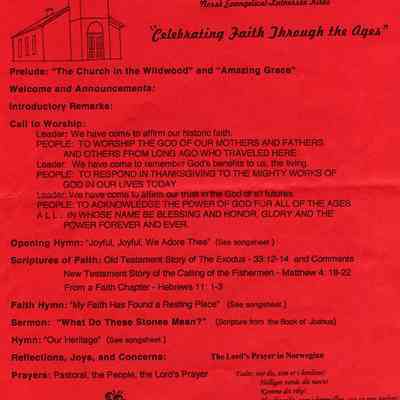 Service Bulletin, Church, Norwegian Lutheran