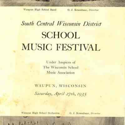 Program, South Central Wisconsin District, School Music Festival, 1935