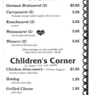 Sigrid's Bavarian Trail menu.