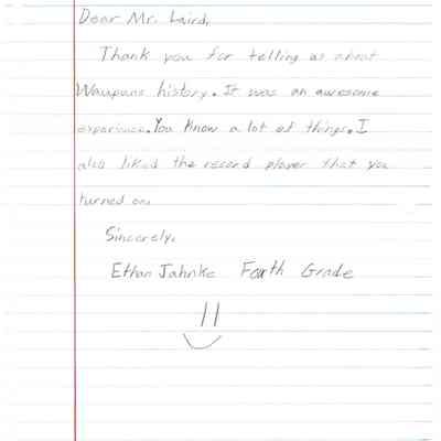 Thank you letter from Ethan Jahnke