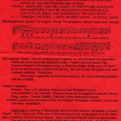 Norwegian Lutheran Church Service.