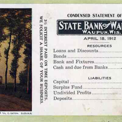 Advertising Blotter, State Bank of Waupun