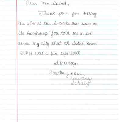 Thank you letter from Kowitney Schulz