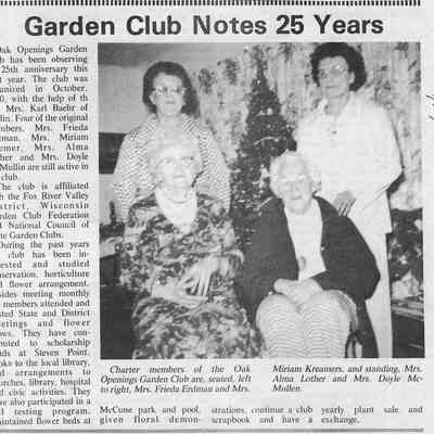 Oak Openings Garden Club Notes 25 Years