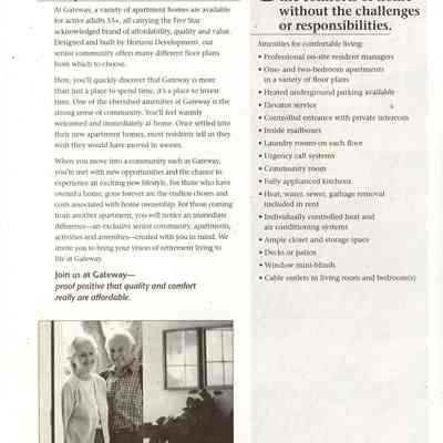 Advertisement for Gateway Apartments in Waupun.