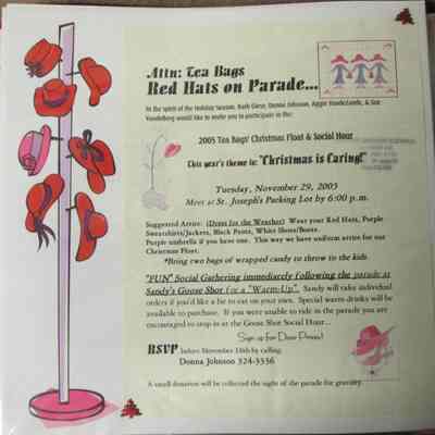Red Hat Tea Bags on Parade memo