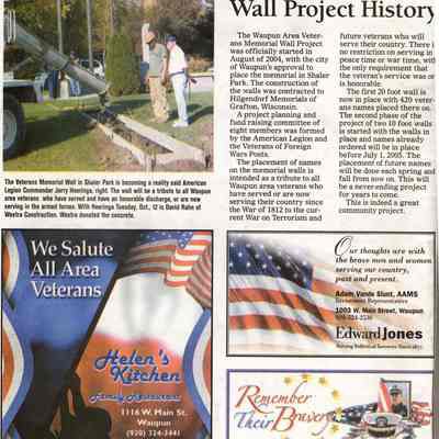 Waujpuns Veterans Memorial Wall