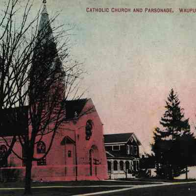 Postcard, Church, St. Joseph Catholic, Parsonage, #6327