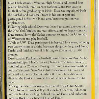 Waupun Athletic Hall Of Fame.