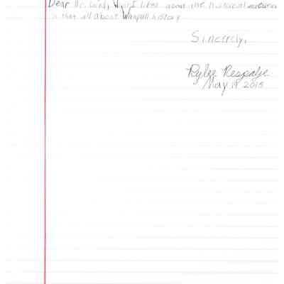 Thank you letter from Rylee Respalje