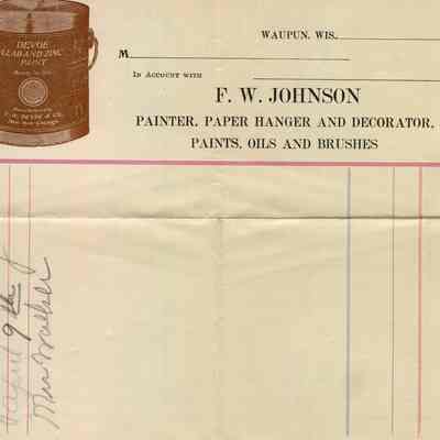 Sales Slip, F. W. Johnson, Painter