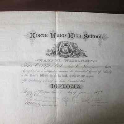 Ada W. Thompson's Diploma from North Ward HS of 1879