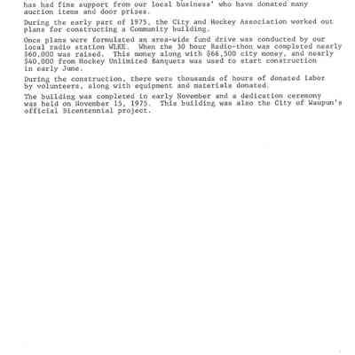 Historical info on Waupun Hockey Asso., Inc. cont'.