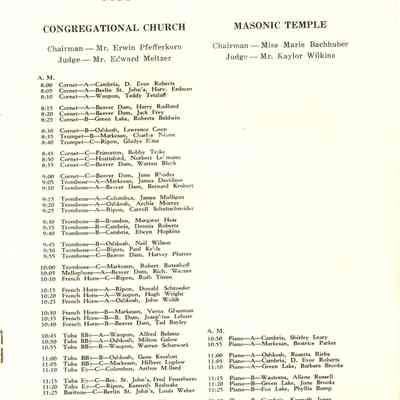 Program for Music Festival in Waupun 1935