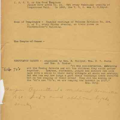 Histories, Temperance Societies