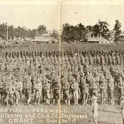 Postcard, Martial Farewell, Camp Grant, WWI, 1917